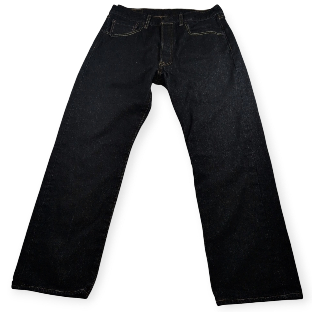 Levi's 501 Jeans Men's 30x 27+ Black Dark Wash Straight Leg Button-Fly Closure